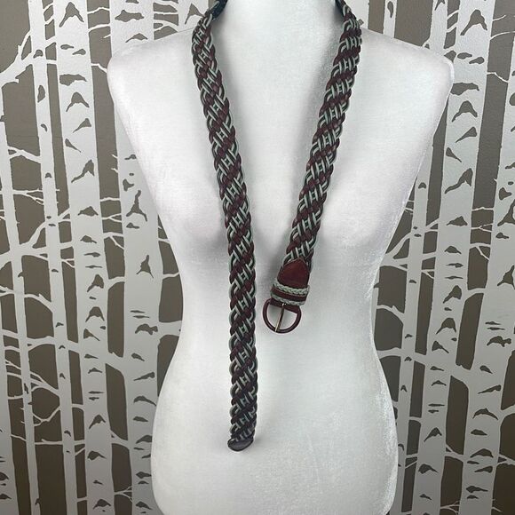 Talbots Leather and Cord Braided Belt XL - Cognac, Mint Green - Picture 6 of 8